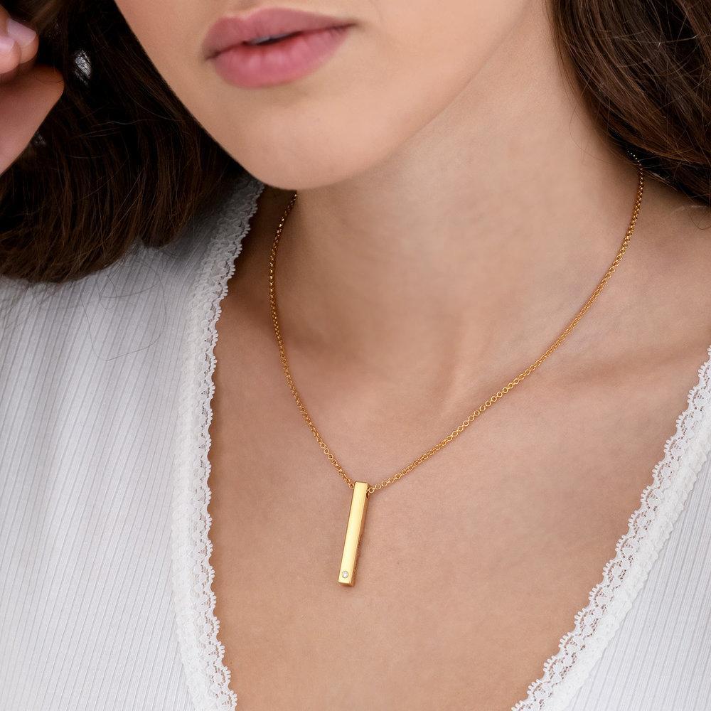 Christmas Gift Melody Pillar Bar Necklace with Diamond Gold / Stainless steel Mom Necklace MelodyNecklace