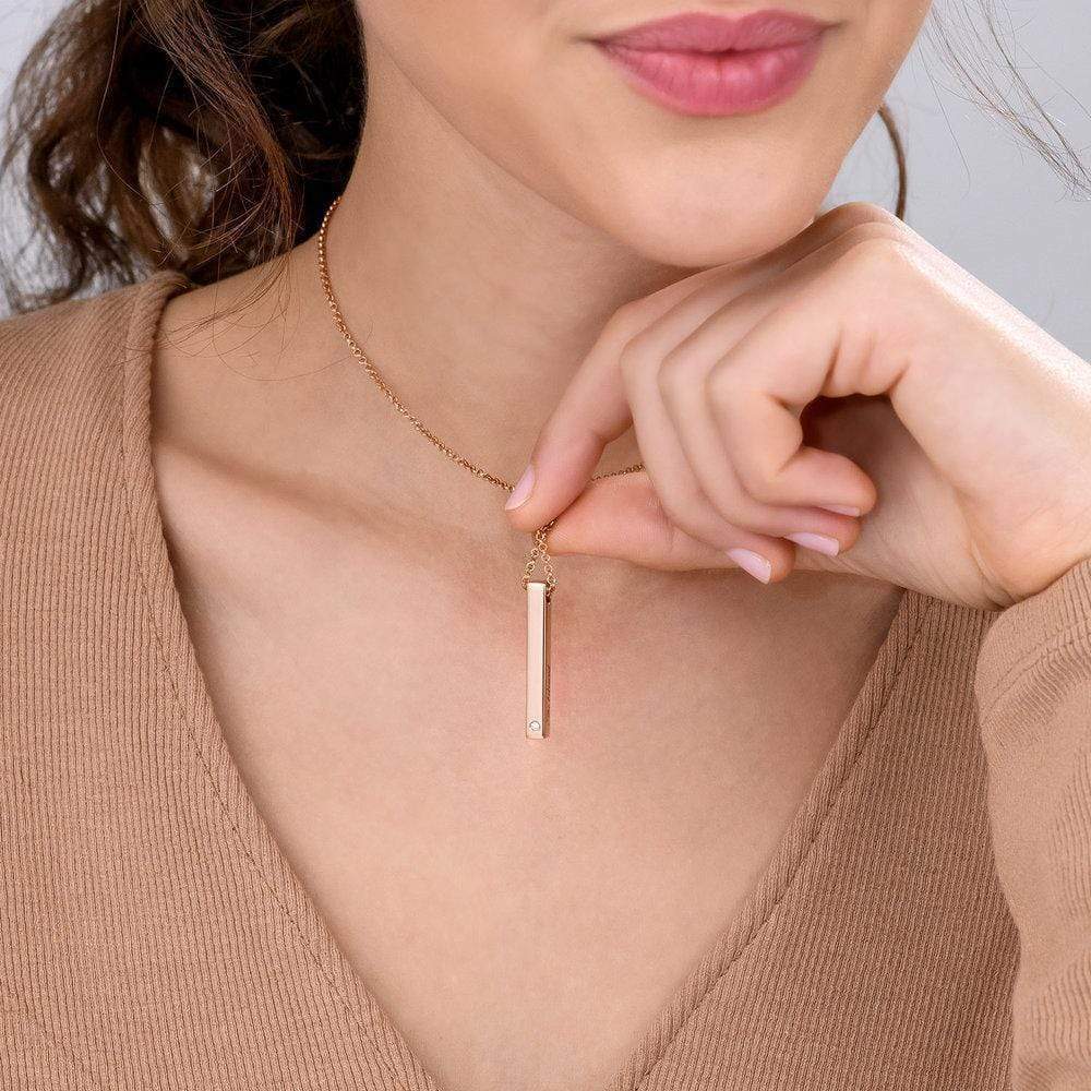 Christmas Gift Melody Pillar Bar Necklace with Diamond Rose gold / Stainless steel Mom Necklace MelodyNecklace
