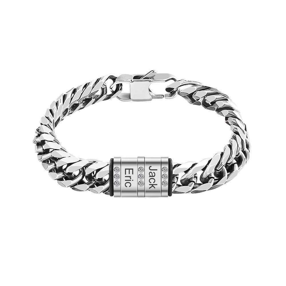Christmas Gift Men's Cuba Link Bracelet With Custom Beads Silver / Silver Bracelet For Man MelodyNecklace