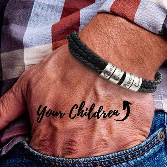 Christmas Gift Men's Leather Bracelet with Small Custom Beads Bracelet For Man MelodyNecklace