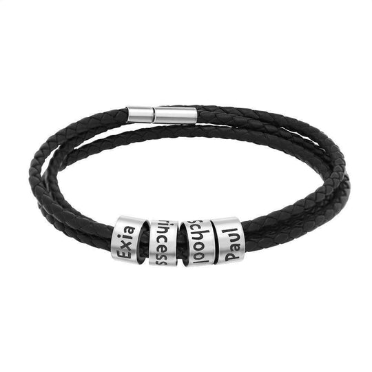 Christmas Gift Men's Leather Bracelet with Small Custom Beads Bracelet For Man MelodyNecklace