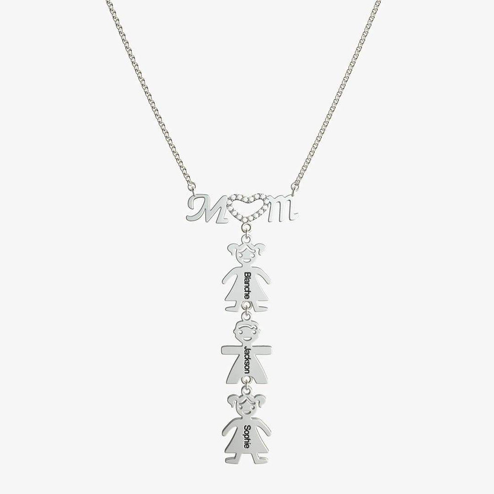 Christmas Gift Personalised Inlay Mom Necklace With Kids Charm Silver Plated Mom Necklace MelodyNecklace
