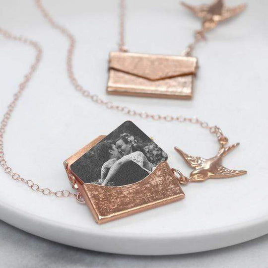 Christmas Gift Personalised Photo Envelope Necklace with Bird Necklace MelodyNecklace