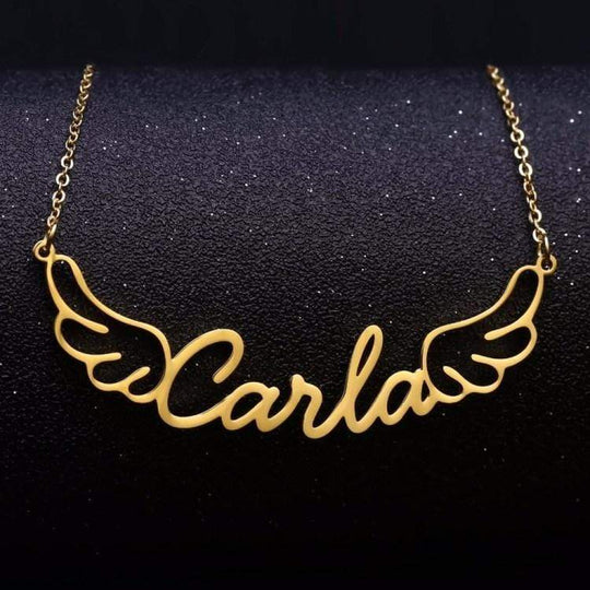 Christmas Gift Personalized Angel Wings Name Necklace Sparkling Necklace MelodyNecklace