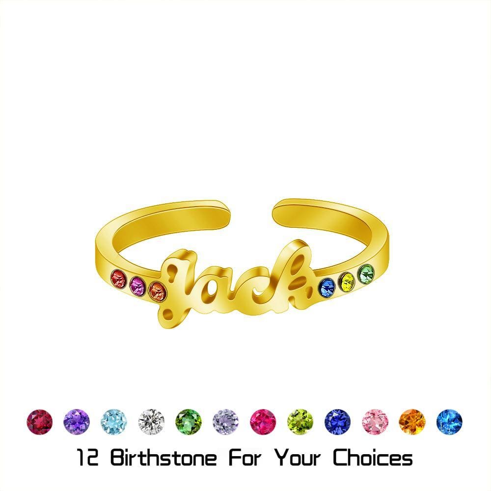Christmas Gift Personalized Birthstone Name Ring Ring MelodyNecklace