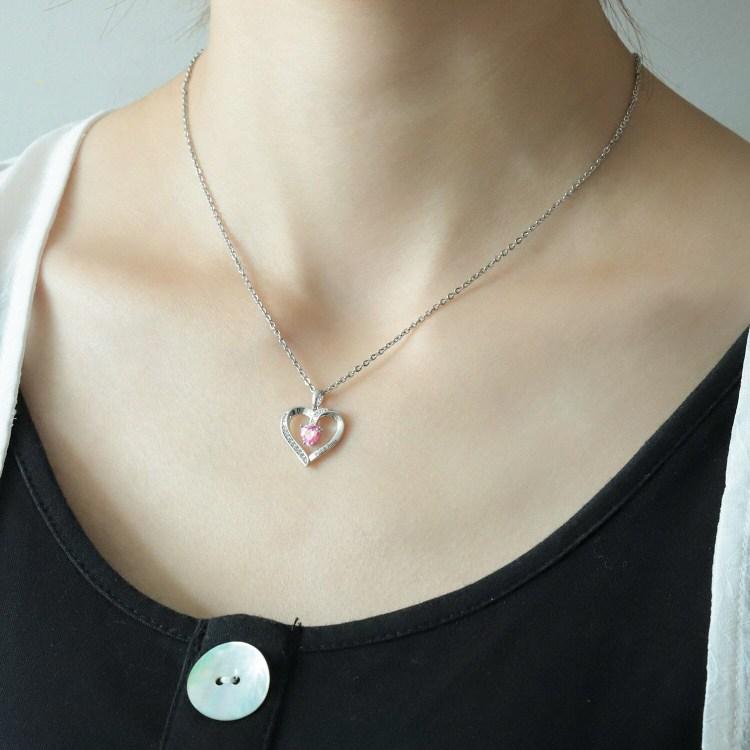 Christmas Gift Personalized Birthstone Pendent Heart Name Necklace Sparkling Necklace MelodyNecklace