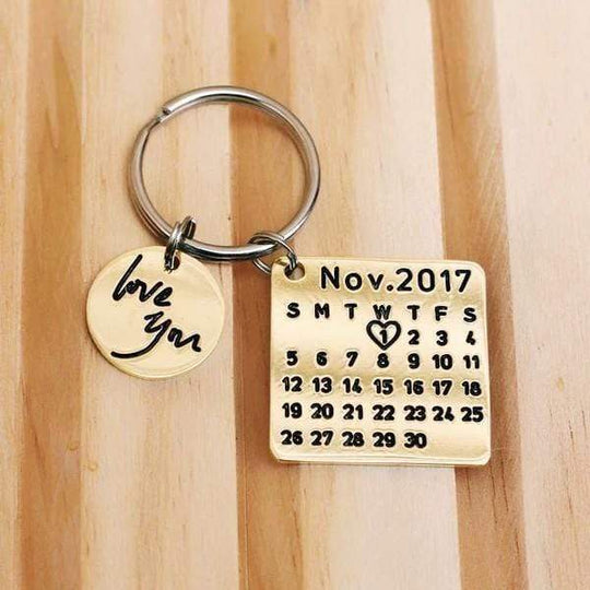 Christmas Gift Personalized Calendar Keychain Gold Keychain MelodyNecklace
