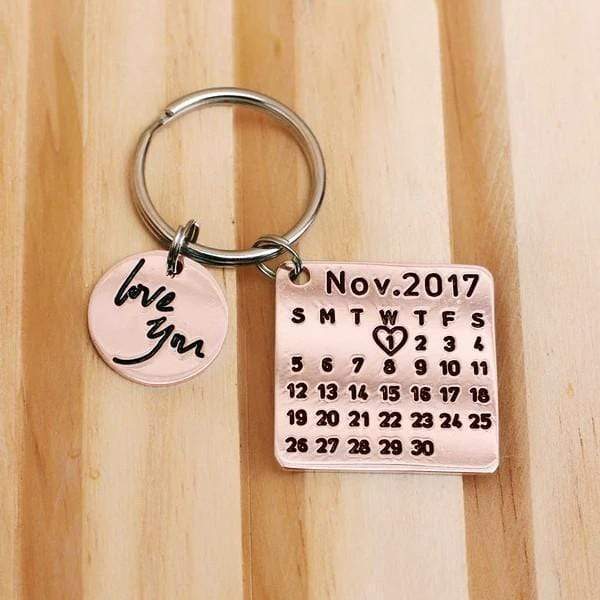 Christmas Gift Personalized Calendar Keychain Rose Gold Keychain MelodyNecklace