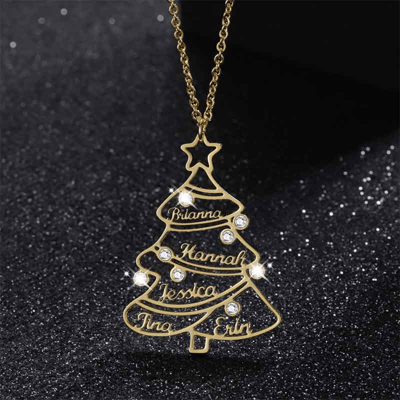Christmas Gift Personalized Christmas Tree Name Necklace Sparkling Necklace MelodyNecklace
