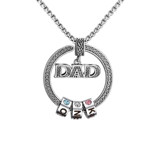 Christmas Gift Personalized Circle Pendant with Custom Beads Birthstone Pendant Necklace 925 STERLING SILVER-SILVER / DAD Necklace for man MelodyNecklace