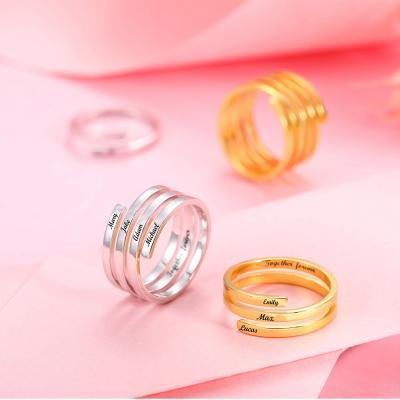 Christmas Gift Personalized Couple Name Ring• Two Names Ring Wedding Gift Anniversary Gift Ring MelodyNecklace
