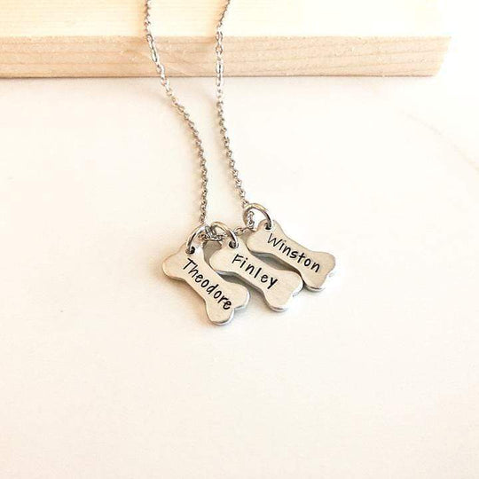 Christmas Gift Personalized Dog Bone Name Necklace Necklace MelodyNecklace