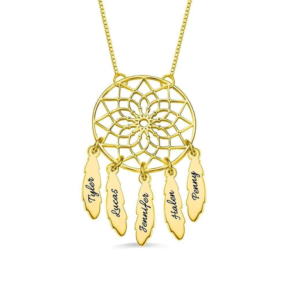 Christmas Gift Personalized DreamCatcher Name Necklace 18K Gold Plated / Titanium steel Mom Necklace MelodyNecklace