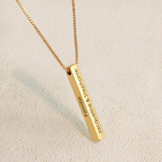 Christmas Gift Personalized Engraved 3D Bar Necklace Mom Necklace MelodyNecklace