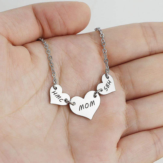 Christmas Gift Personalized Engraved Name Stainless Steel Heart Necklace Mom Necklace MelodyNecklace