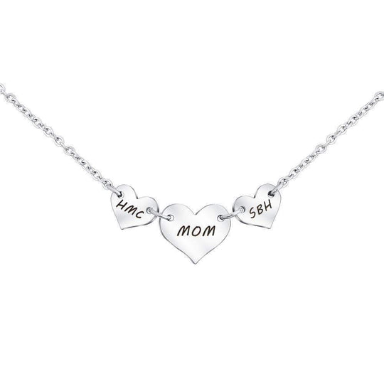 Christmas Gift Personalized Engraved Name Stainless Steel Heart Necklace Mono Mom Necklace MelodyNecklace