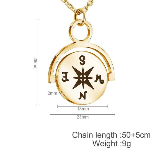 Christmas Gift Personalized Engraving Rotating Compass Necklace Necklace MelodyNecklace