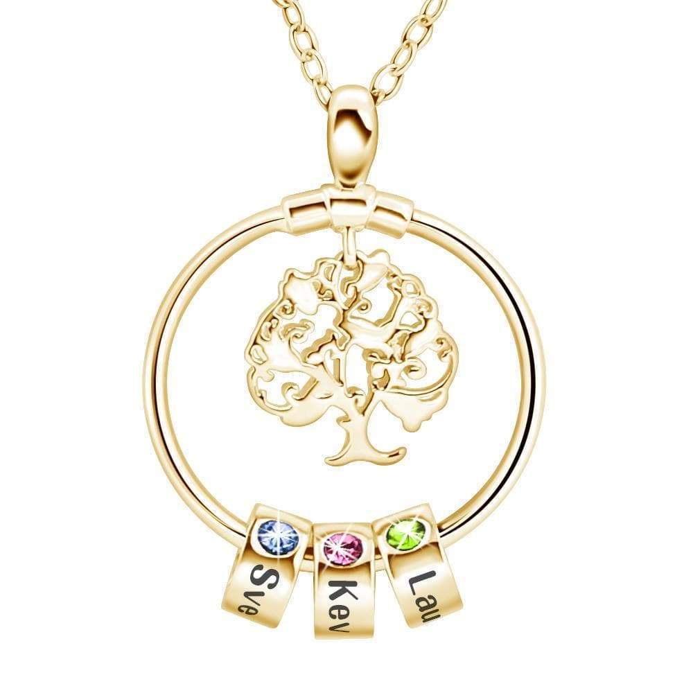 Christmas Gift Personalized Family Tree with Name Charms Necklace Family tree / Gold Mom Necklace MelodyNecklace