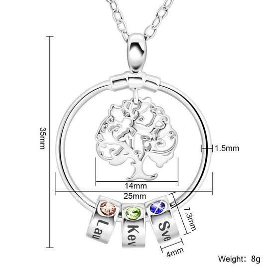 Christmas Gift Personalized Family Tree with Name Charms Necklace Mom Necklace MelodyNecklace