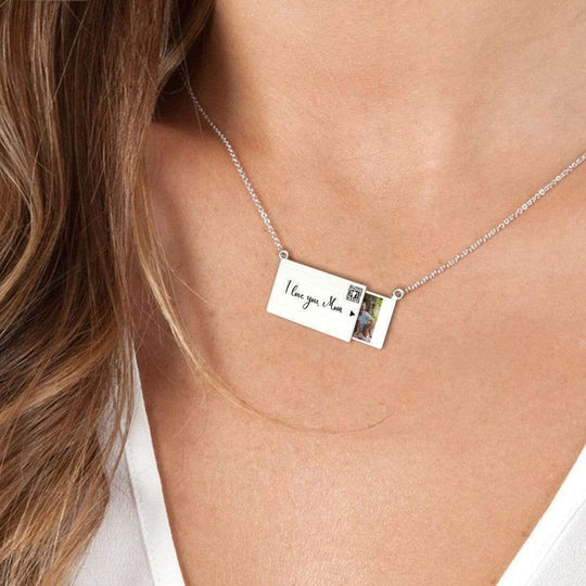 Christmas Gift Personalized Handmade Envelope Charm Photo Necklace Mom Necklace MelodyNecklace