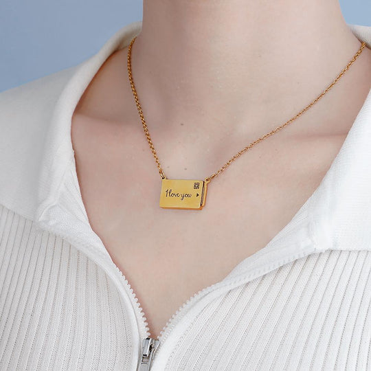 Christmas Gift Personalized Handmade Envelope Charm Photo Necklace Mom Necklace MelodyNecklace