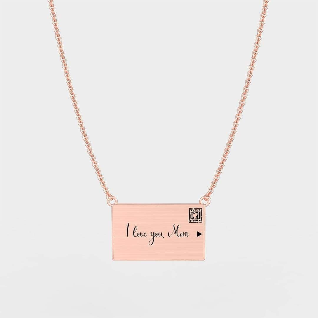 Christmas Gift Personalized Handmade Envelope Charm Photo Necklace Rose Gold Mom Necklace MelodyNecklace