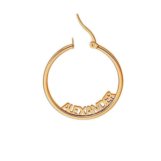 Christmas Gift Personalized Hoop Name Earrings stud 18k Rose Gold Over Sterling Silver Earring MelodyNecklace