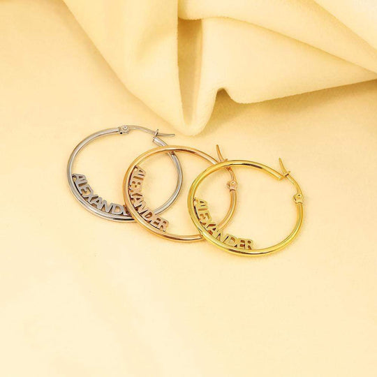 Christmas Gift Personalized Hoop Name Earrings stud Earring MelodyNecklace