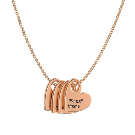 Christmas Gift Personalized Love Heart Pendant Necklace Rose Gold Mom Necklace MelodyNecklace