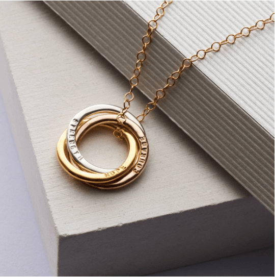 Christmas Gift Personalized Mixed Russian Ring Necklace Gold+Silver+Rose gold Mom Necklace MelodyNecklace