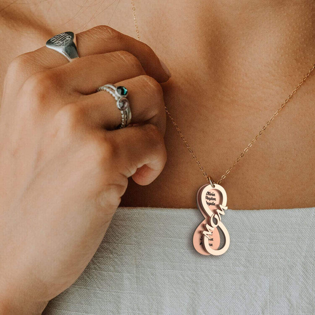 Christmas Gift Personalized Mom Infinity Love Name Necklace Mom Necklace MelodyNecklace
