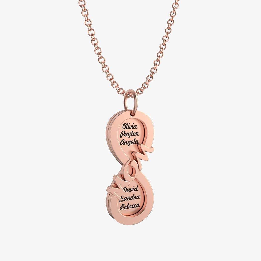 Christmas Gift Personalized Mom Infinity Love Name Necklace Rose Gold Mom Necklace MelodyNecklace
