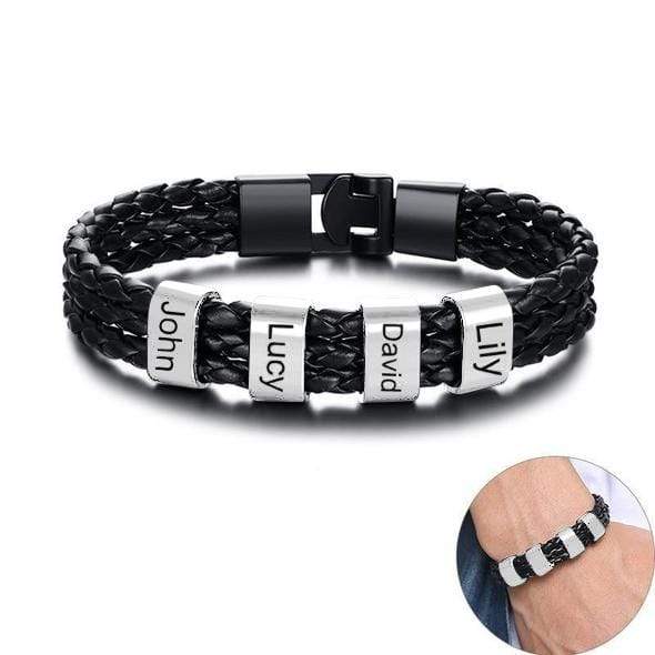 Christmas Gift Personalized Name Braided Bracelet for Man SILVER Bracelet For Man MelodyNecklace