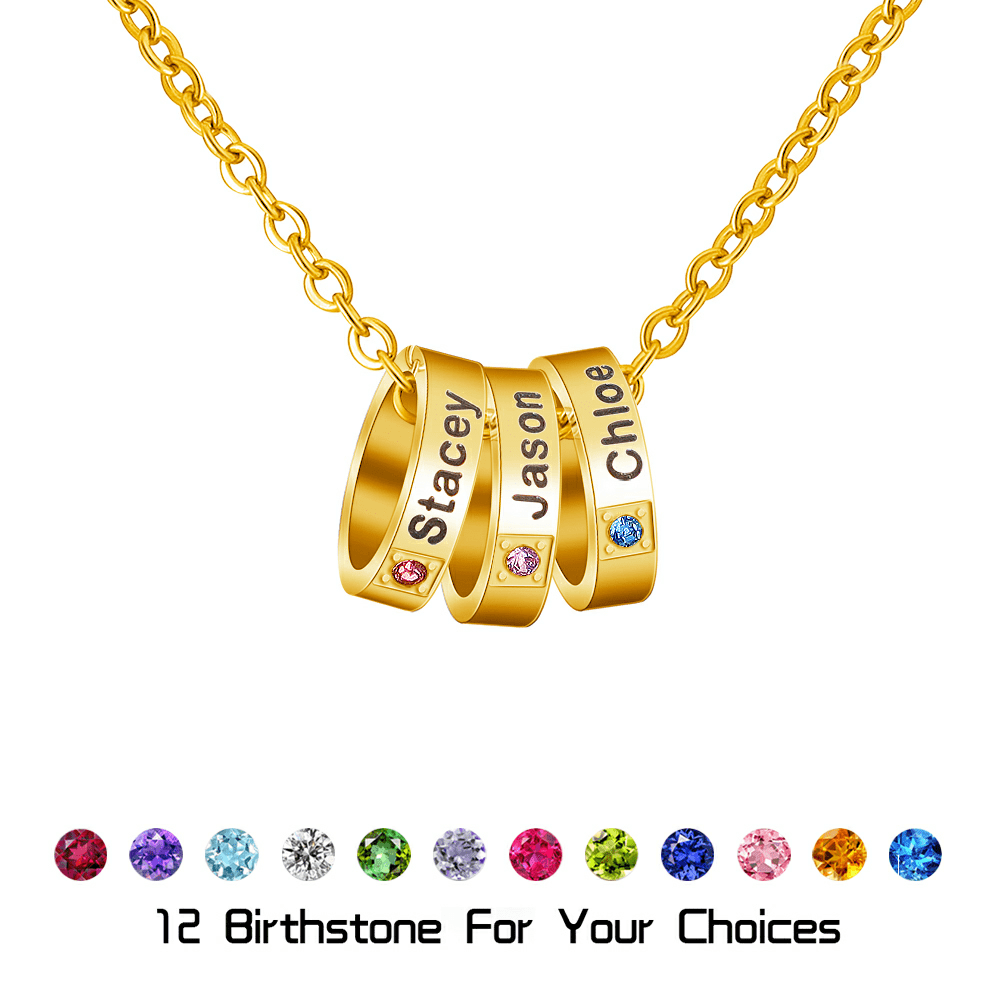 Christmas Gift Personalized Name Circle Necklace with Custom Birthstone Mom Necklace MelodyNecklace