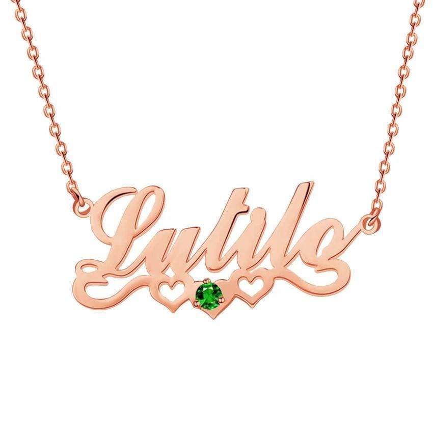 Christmas Gift Personalized Name Necklace Birthday stone Rose Gold Mom Necklace MelodyNecklace