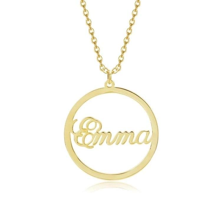 Christmas Gift Personalized Round Pendant Necklace Stainless Steel / 18K Gold Sparkling Necklace MelodyNecklace