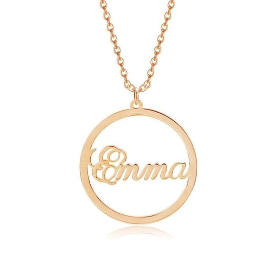 Christmas Gift Personalized Round Pendant Necklace Stainless Steel / Rose Gold Sparkling Necklace MelodyNecklace