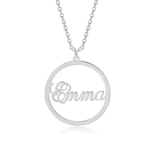 Christmas Gift Personalized Round Pendant Necklace Stainless Steel / Silver Sparkling Necklace MelodyNecklace