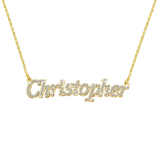 Christmas Gift Personalized Shiny Diamond Name Necklace Gold / Normal Sparkling Necklace MelodyNecklace