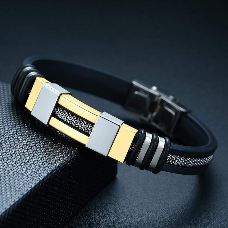 Christmas Gift Punk Wristband Stylish Casual Bangle BS-106BG / 19.5cm 7.67 inches Bracelet For Man MelodyNecklace