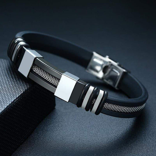 Christmas Gift Punk Wristband Stylish Casual Bangle BS-106BS / 19.5cm 7.67 inches Bracelet For Man MelodyNecklace