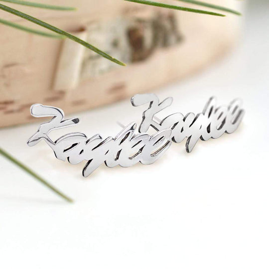 Christmas Gift Script Name Earring-Name Stud Earring 925 Sterling Silver Earring MelodyNecklace