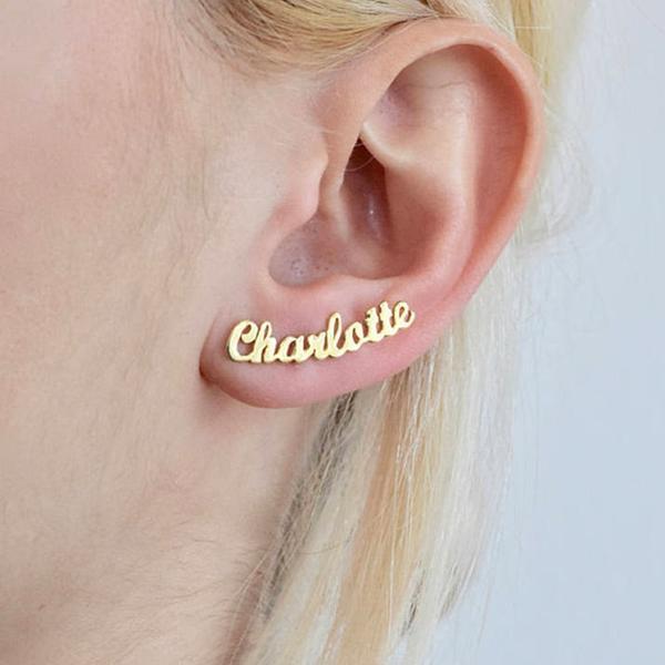 Christmas Gift Script Name Earring-Name Stud Earring Earring MelodyNecklace