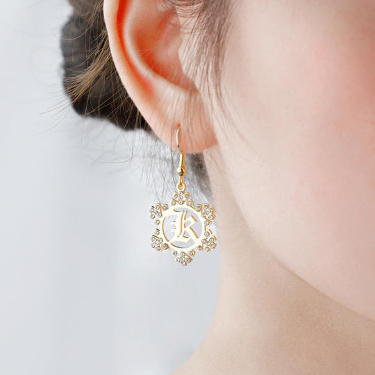 Christmas Gift Snowflake Initial Earring Earring MelodyNecklace