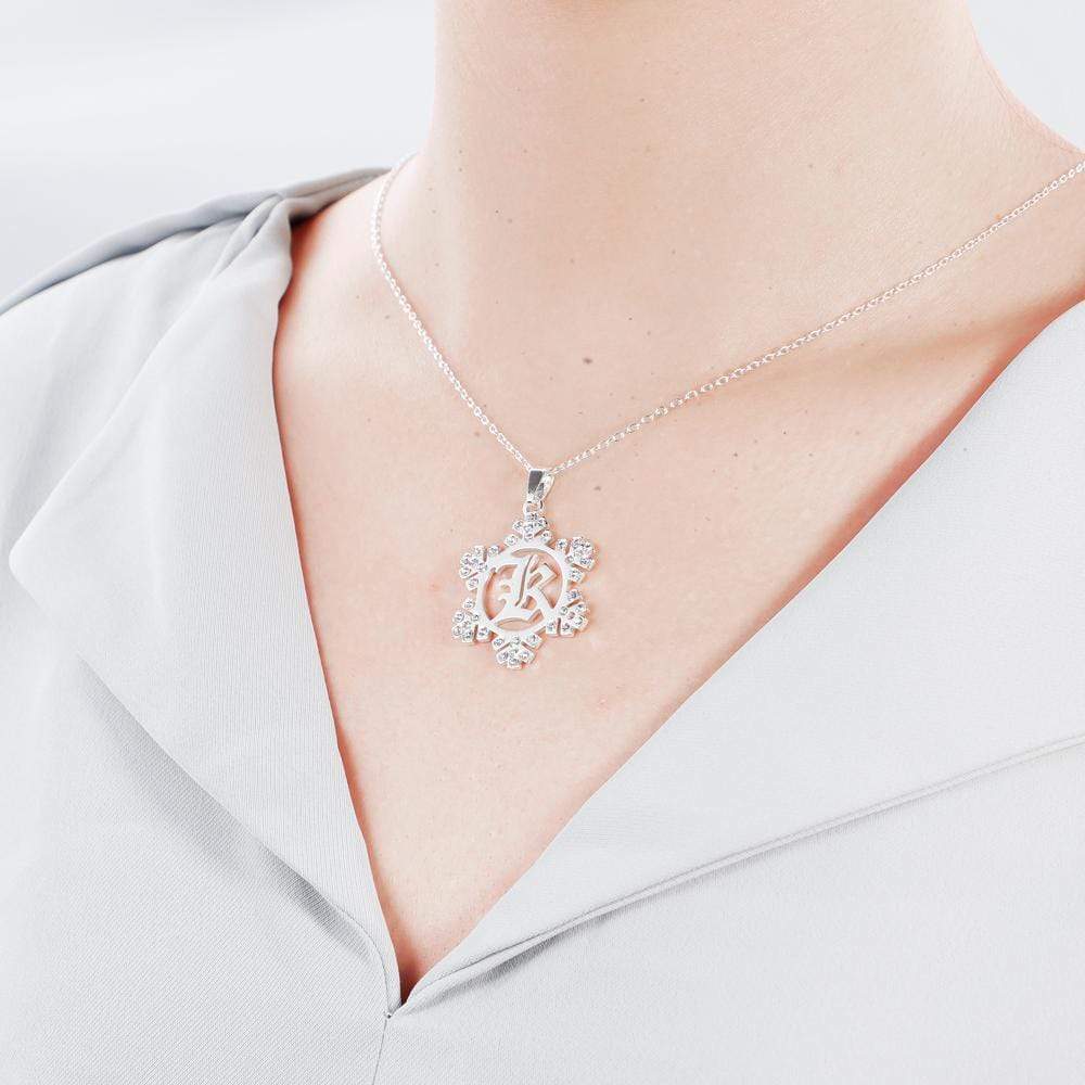 Christmas Gift Snowflake Initial Necklace Sparkling Necklace MelodyNecklace
