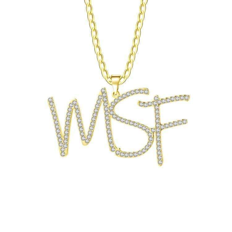 Christmas Gift Sparkling Crystal Initials Necklace 18K Gold Sparkling Necklace MelodyNecklace