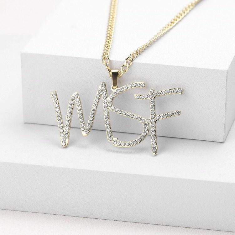 Christmas Gift Sparkling Crystal Initials Necklace Sparkling Necklace MelodyNecklace