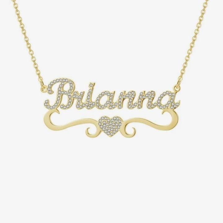 Christmas Gift Sparkling Diamond Heart Name Necklace Gold plated Sparkling Necklace MelodyNecklace