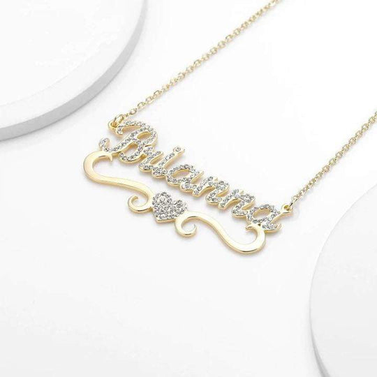 Christmas Gift Sparkling Diamond Heart Name Necklace Sparkling Necklace MelodyNecklace