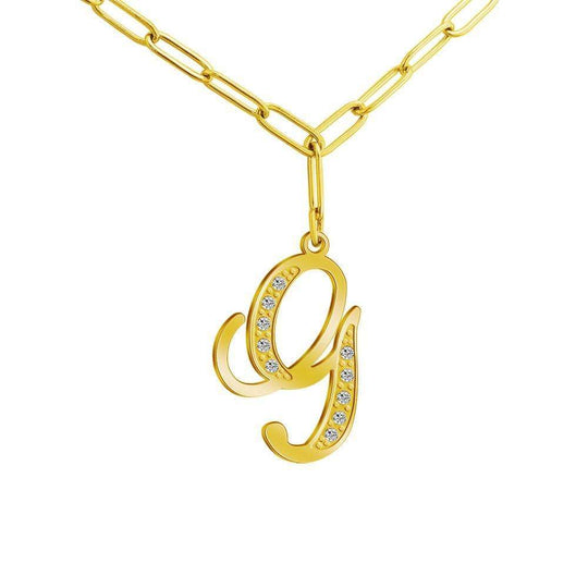 Christmas Gift Sparkling Letters A-Z Silver & Gold Diamond Pendant Gold / G Sparkling Necklace MelodyNecklace